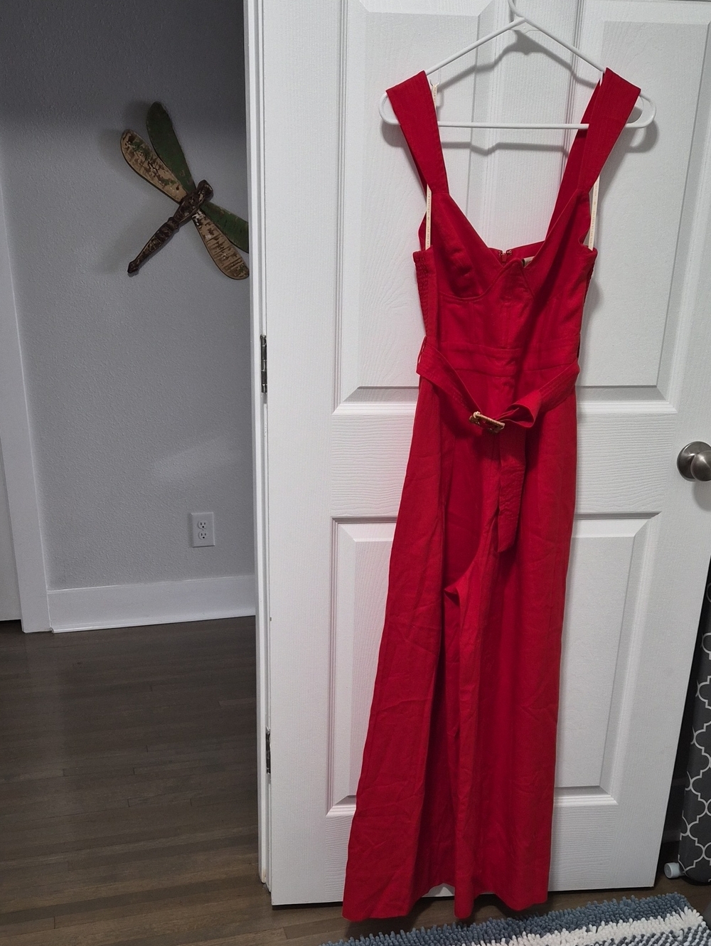 FARM Rio Vibrant Red Sleeveless Jumpsuit with Waist Strap